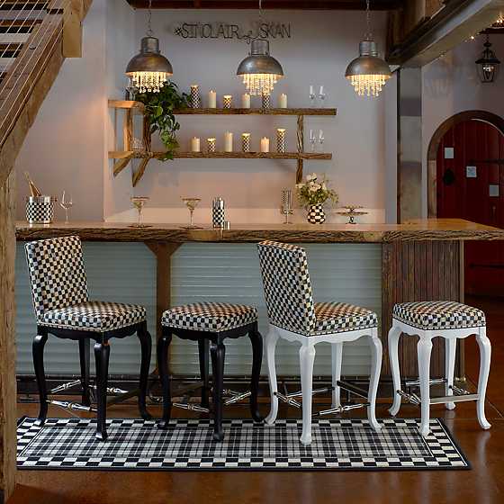 Courtly Check Black Counter Stool with Back