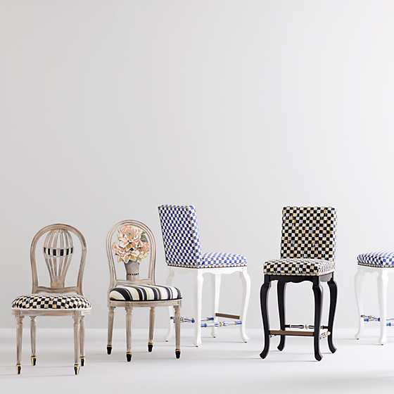 Courtly Check Black Counter Stool with Back