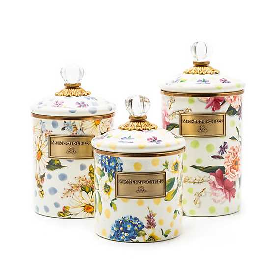 Wildflowers Enamel Large Canister - Green