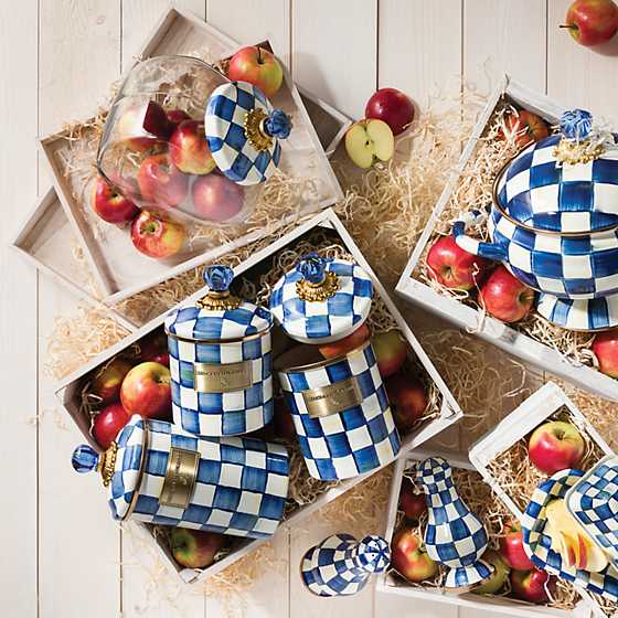 Cookie Jar with Royal Check Enamel Lid