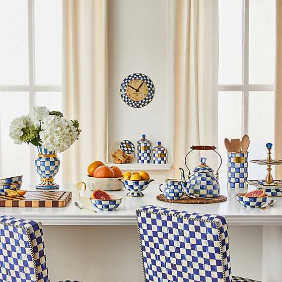 Cookie Jar with Royal Check Enamel Lid
