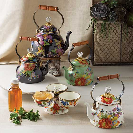 Flower Market 3 Quart Tea Kettle - Black