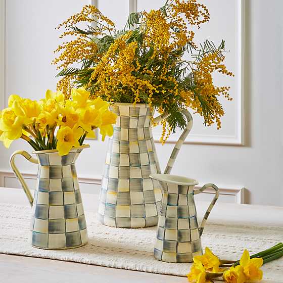 Sterling Check Enamel Practical Pitcher - Small
