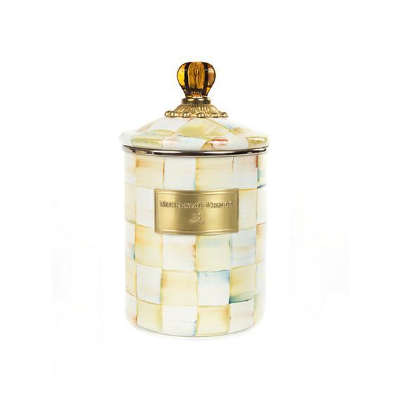 MacKenzie-Childs Parchment Check Enamel Canister - Medium Kitchen Mackenzie Childs