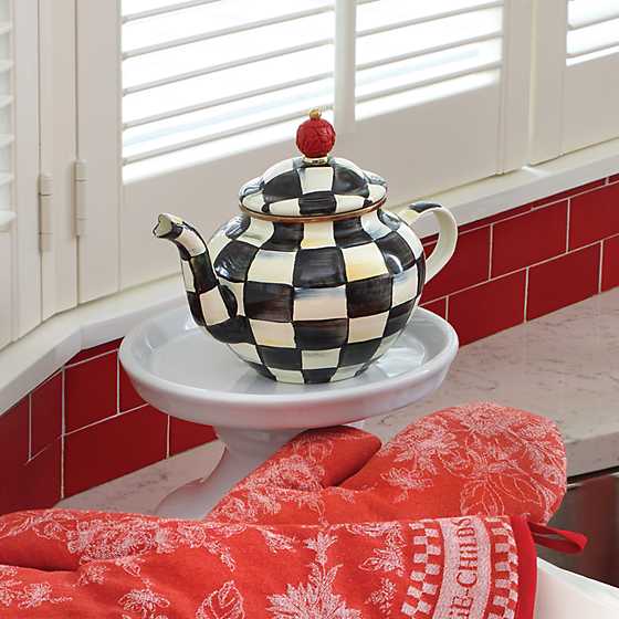 MacKenzie-Childs Courtly Check Enamel Teapot - 4 Cup