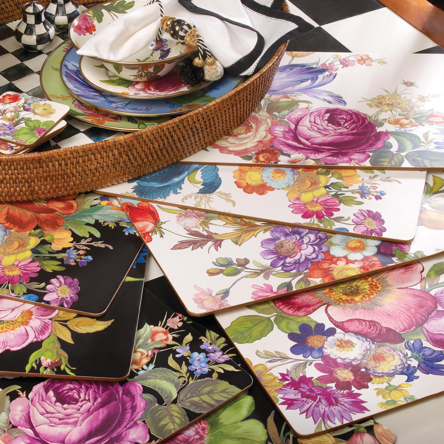 MacKenzie-Childs Flower Market Placemats - White - Set of 4 Tableware Mackenzie Childs