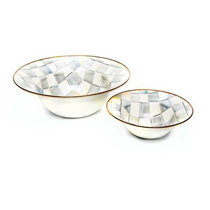Sterling Check Enamel Serving Bowl