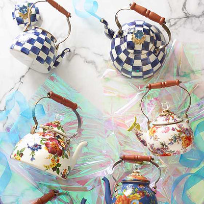 Flower Market 3 Quart Tea Kettle - White