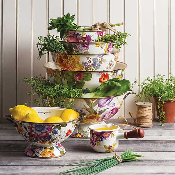 Flower Market Large Colander - White