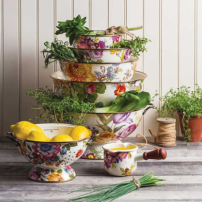 Flower Market Large Colander - White