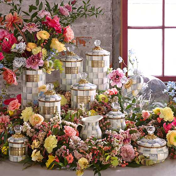 Sterling Check Enamel Canister - Demi