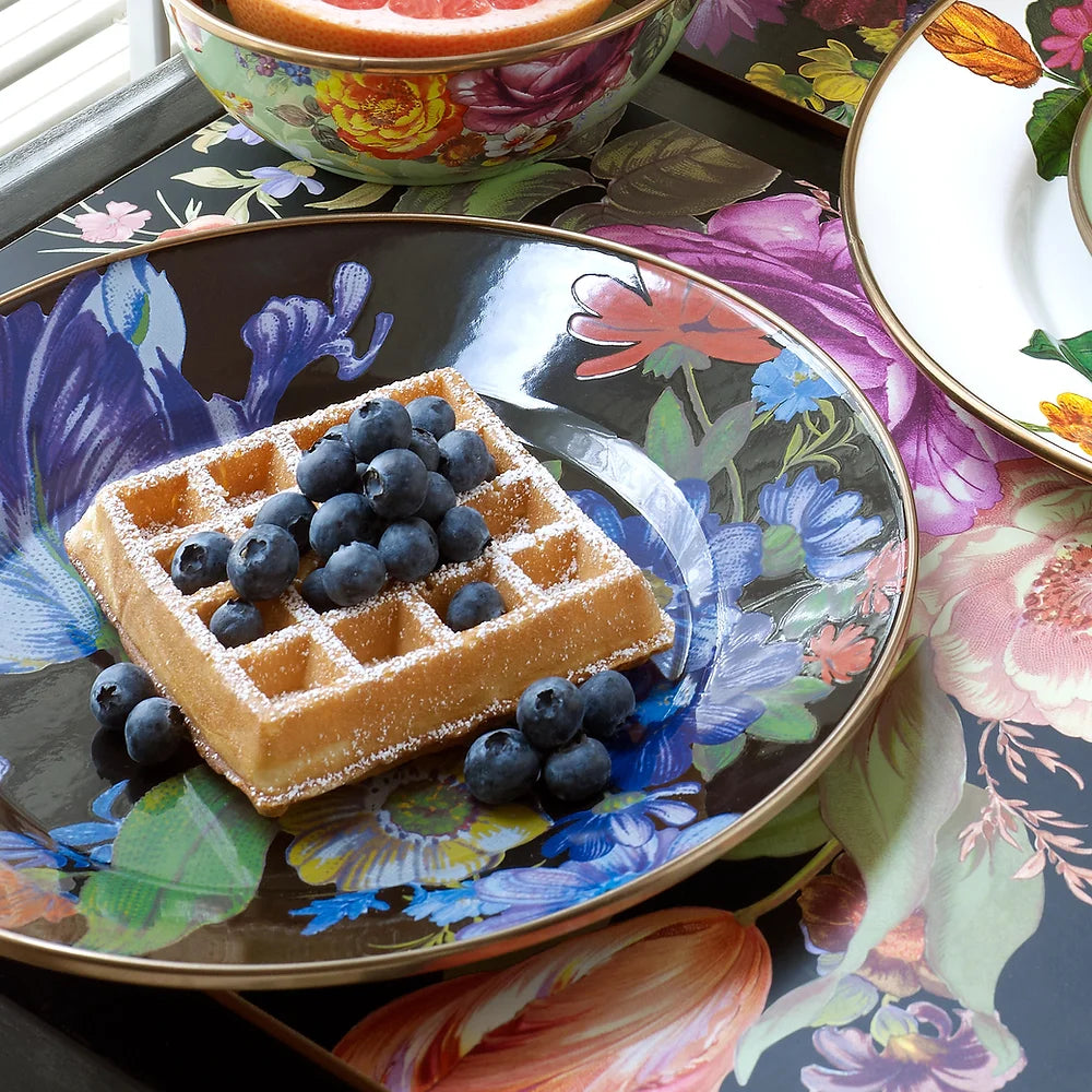 Flower market dinner plate - black