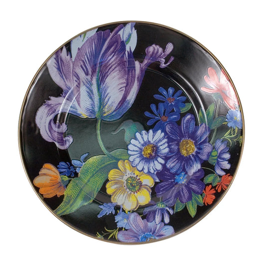 Flower market dinner plate - black