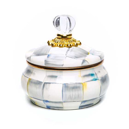 MacKenzie-Childs Sterling Check Enamel Squashed Pot