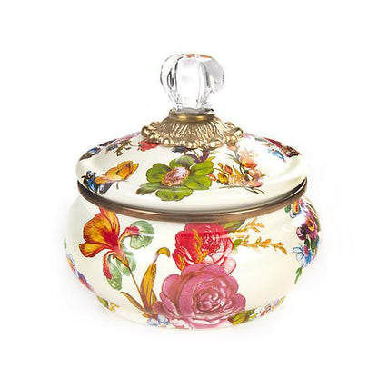 MacKenzie-Childs Flower Market Squashed Pot - White Kitchen Mackenzie Childs 