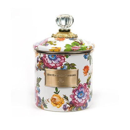 MacKenzie-Childs Flower Market Small Canister - White Kitchen Mackenzie Childs 
