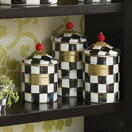 MacKenzie-Childs Courtly Check Enamel Canister - Large Kitchen Mackenzie Childs 