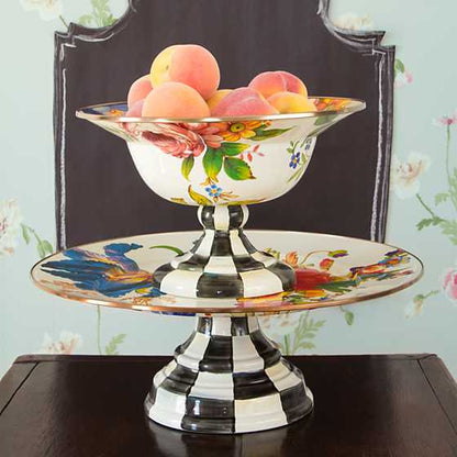MacKenzie-Childs Flower Market Pedestal Platter - White