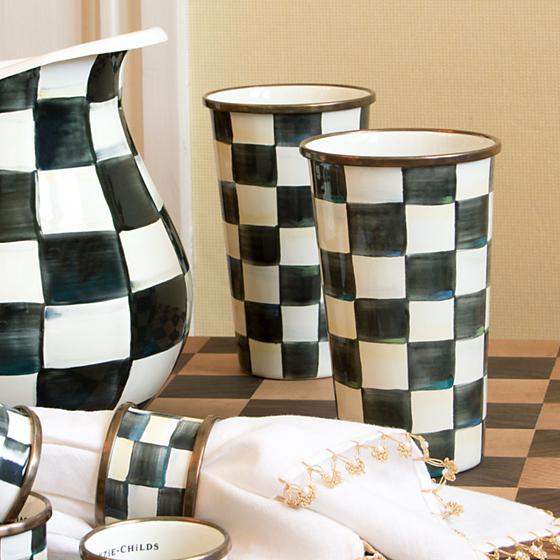 Courtly Check Enamel Tumbler - 20 Ounce Tableware Mackenzie Childs 