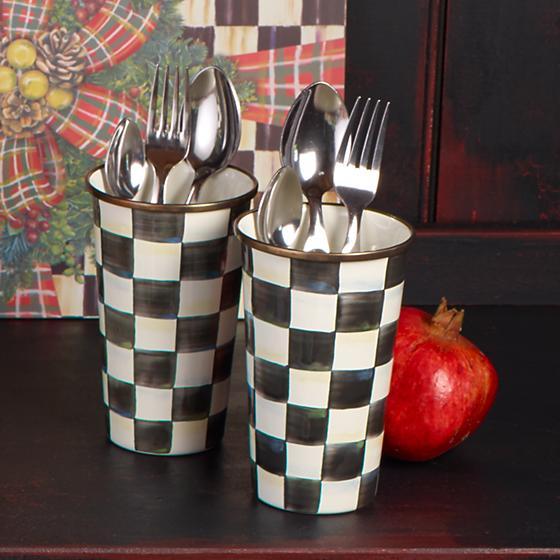 Courtly Check Enamel Tumbler - 20 Ounce Tableware Mackenzie Childs 