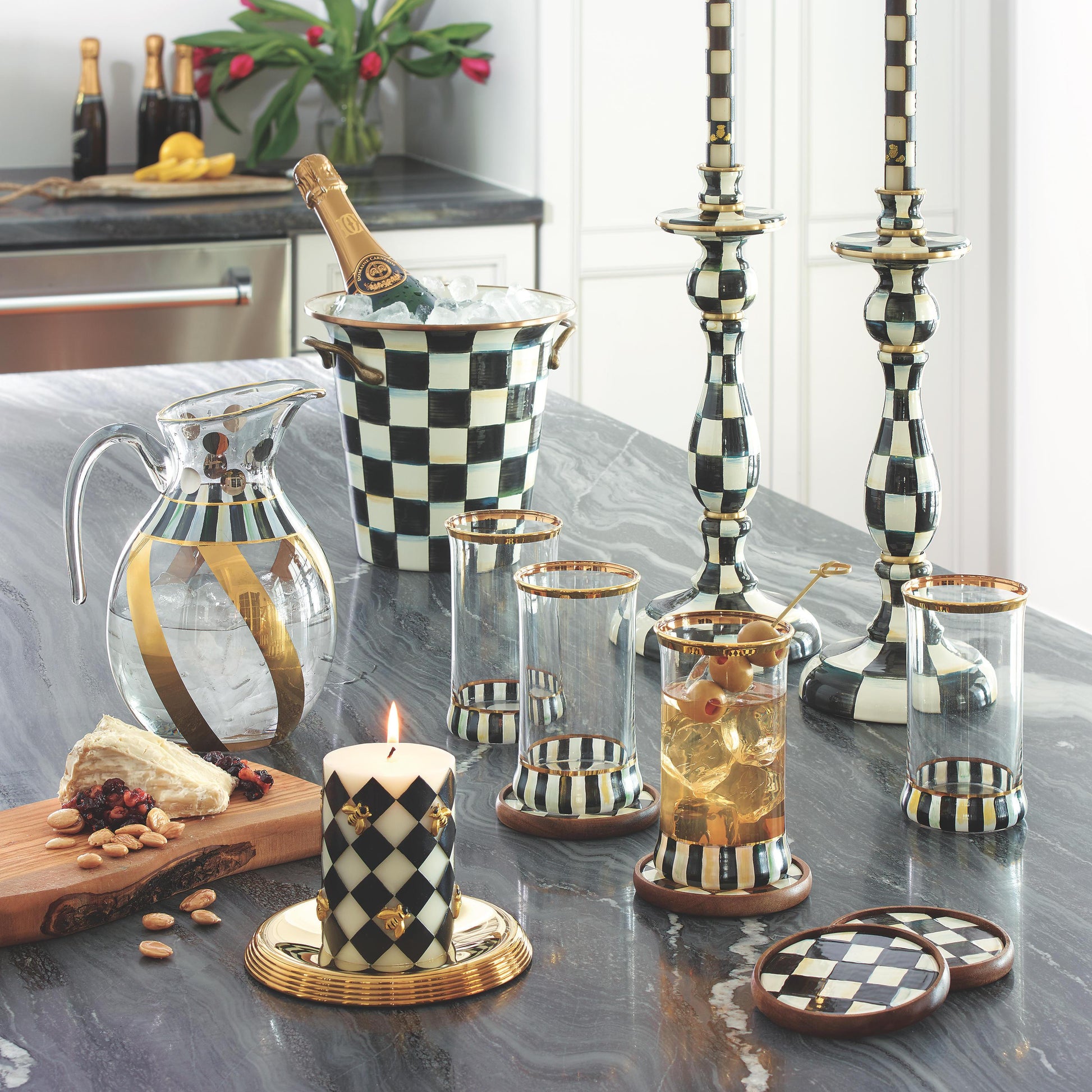 MacKenzie-Childs Courtly Check Coasters - Set of 4 Tableware Mackenzie Childs 