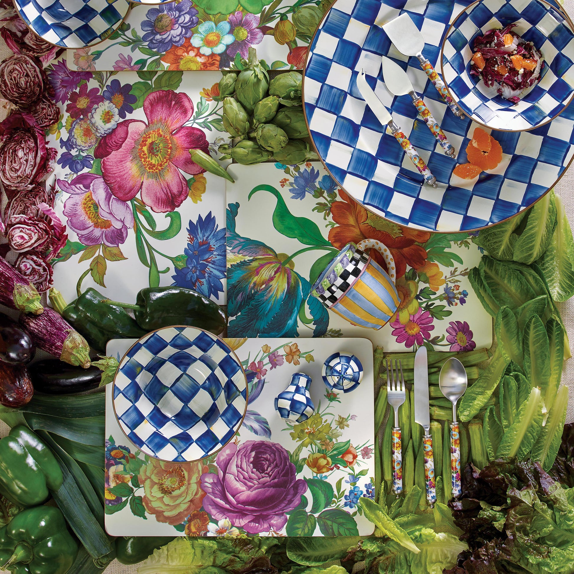 MacKenzie-Childs Flower Market Placemats - White - Set of 4 Tableware Mackenzie Childs 